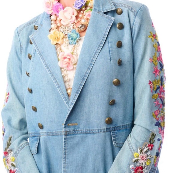 Aratta Jackets & Blazers - ARATTA Silent Journey NEW YORKER Jean Jacket with Floral Embroidery